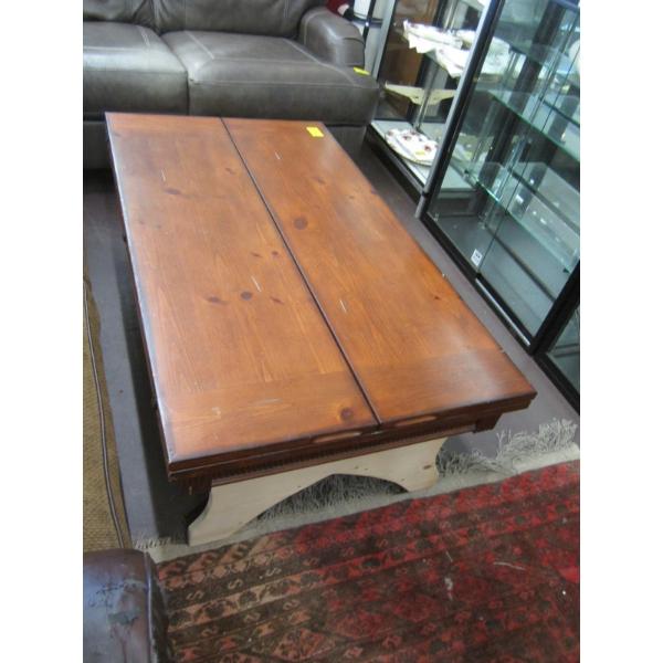 FOLDING TOP COFFEE TABLE - HAS BEEN BRACED ON BOTH ENDS