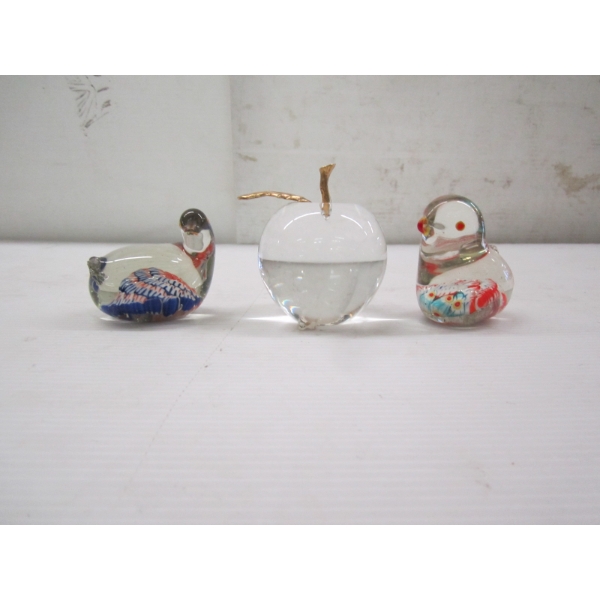 3 GLASS PAPER WEIGHTS