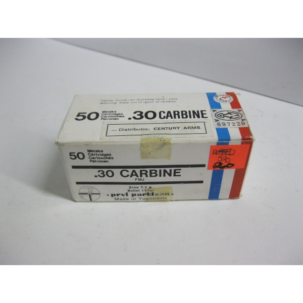PRVI PARTIZAN .30 CABINE FMJ 110GR|1X50 CARTRIDGES