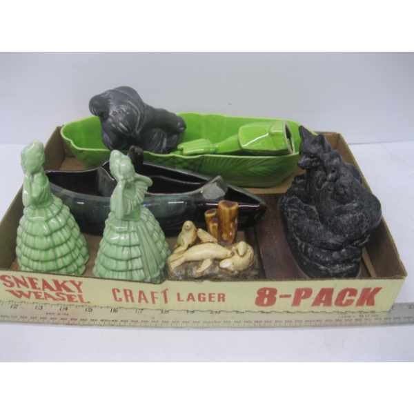ASST. FIGURINES, POTTERY, ETC.