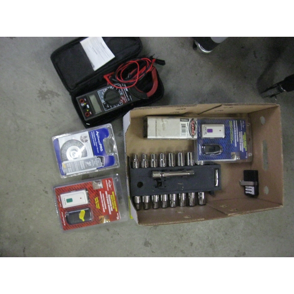 MISC. SOCKETS, GARAGE DOOR OPENER, MULTI CLAMP TESTER, ETC.