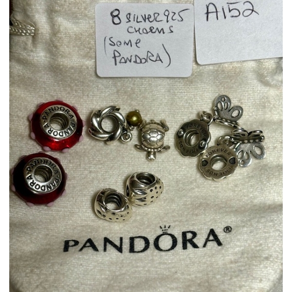 8 .925 SILVER CHARMS (SOME PANDORA)