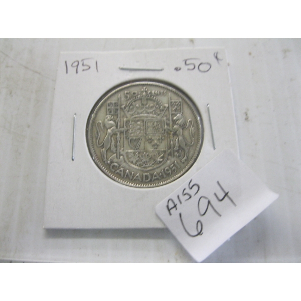 1951 CDN 50 CENT PIECE