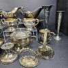 Image 15 : LG. LOT OF SILVER PLATED CUPS, BOWLS, VASES, ETC.