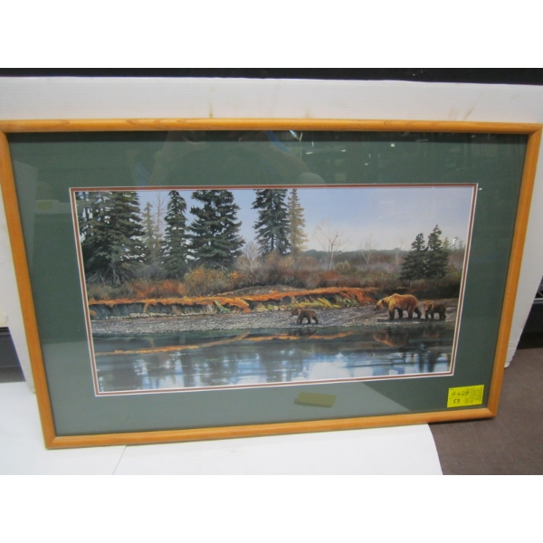 FRAMED NUMBERED PRINT BY JOHN SALSNEK OF BEARS
