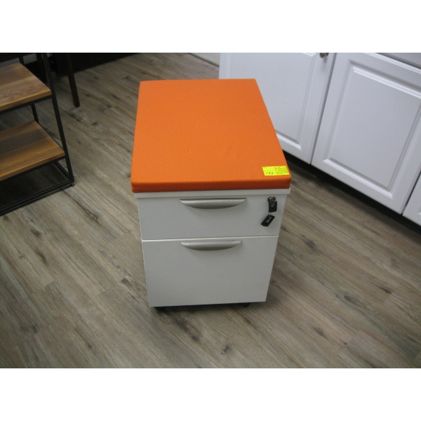 ORANGE TOP 2 DRAWER OFFICE CABINET - LOCKABLE W/KEY