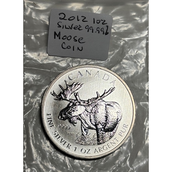 2012 1 OZ .999 SILVER MOOSE COIN (TAX EXEMPT)