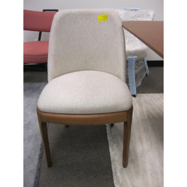 WOOD FRAMED OFF WHITE DINING CHAIR
