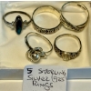 Image 1 : 5 STERLING RINGS .925 RINGS, SZ 4-8