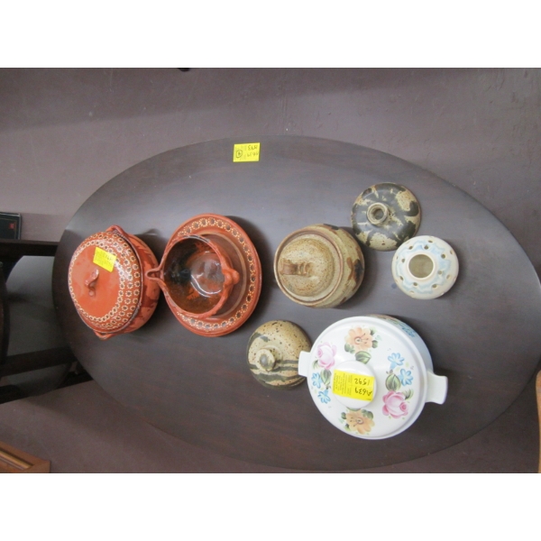 ASST. POTTERY, ROYAL DOULTON LIDDED POT & TERRACOTTA LOOK POTTERY