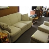 Image 1 : NICELY UPHOLSTERED 1940s SOFA, CHAIR & MATCHING OTTOMAN