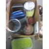 Image 2 : 2 BOXES OF MISC. CANNISTERS, DECANTERS, PLASTICWARE, ETC.