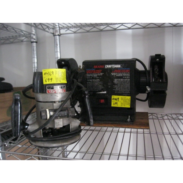 CRAFTSMAN VARIABLE SPEED BENCH GRINDER & CRAFTSMAN ROUTER