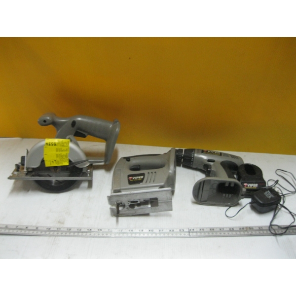 SM. SKILL SAW, JIGSAW W/DRILL - NO CHARGER OR BATTERY