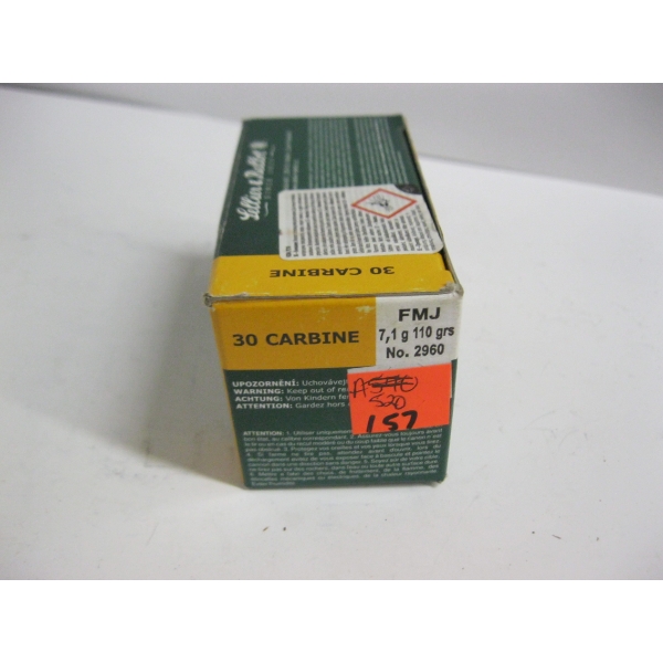 SELLIER & BELLOT 30 CARBINE 7.1G 110GRS FMJ|1X50 NABOJU CARTRIDGES