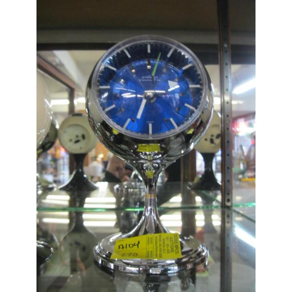 MCM CHROME BLUE FRONT STRAUSS CLOCK