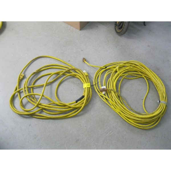 2 YELLOW HEAVY DUTY EXTENSION CORDS