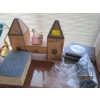 Image 1 : DECORATIVE WOODEN TABLE TOP CABINET, FIGURINE, DICTIONARY, BOOKS, ETC.