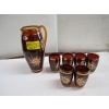 Image 1 : VINTAGE GLASS & PITCHER SET - AMBER GLASS