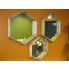 Image 2 : 3 PIECE WOOD FRAMED HEXAGON MIRROR SET