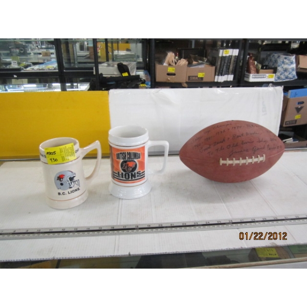 FOOTBALL & 2 SPORTS MUGS