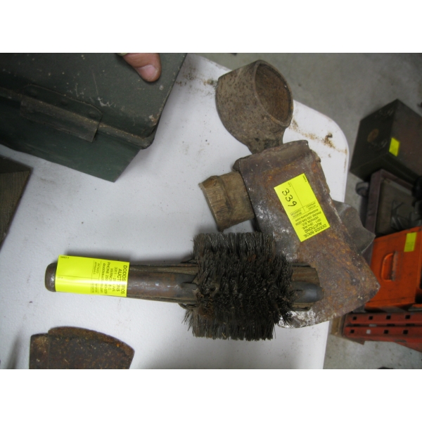 MISC. WIRE BRUSH, AXE HEADS, GRUB HOE HEAD, ETC.