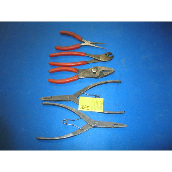 5 PAIR OF SNAP ON OR BLUEPOINT RING PLIERS