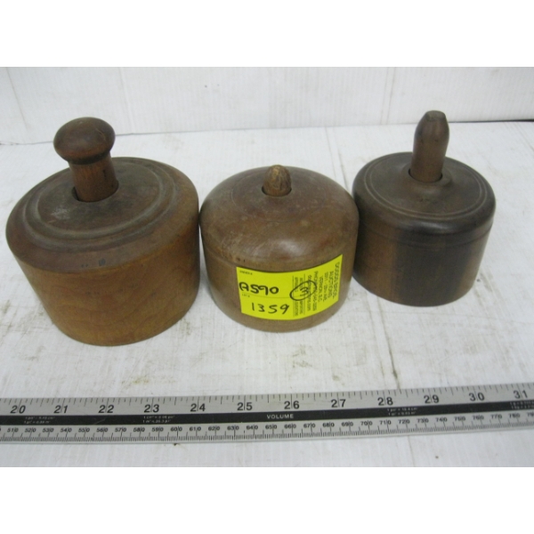 3 WOODEN BUTTER PRESSES