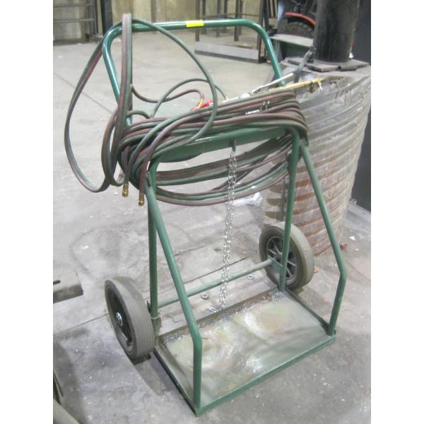 OXY ACETYLENE CUTTING TORCH W/CART, GAUGES, HOSE