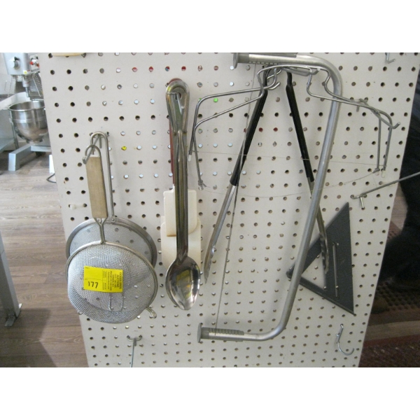 MISC. UTENSILS, SIEVES, CAKE CUTTERS, ETC.