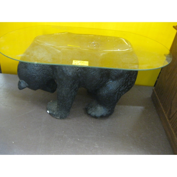 GLASS TOPPED BEAR FIGURINE "AS IS"