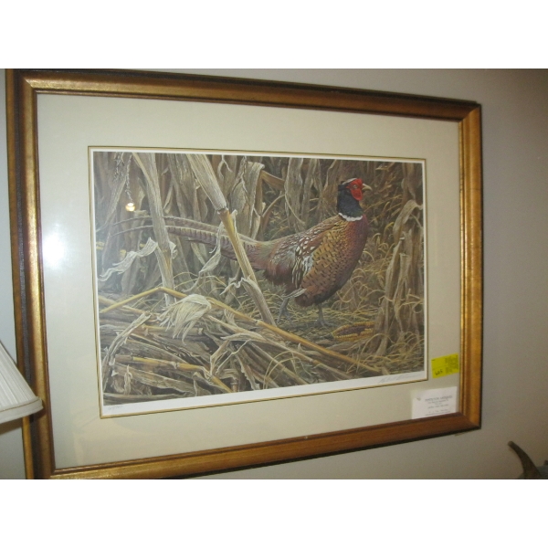 ROBERT BATEMAN NUMBERED FRAMED PRINT OF PHEASANT, 618/950