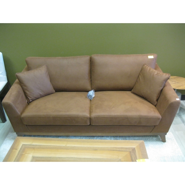 BROWN SOFA W/CUSHIONS 