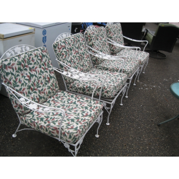SET OF 4 WROUGHT IRON PATIO CHAIRS W/CUSHIONS
