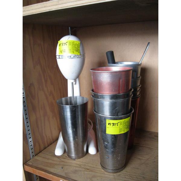 MILKSHAKE MIXER & ASST. MILKSHAKE CONTAINERS
