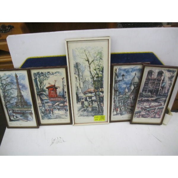 5 FRAMED PICTURES - PARIS SCENES