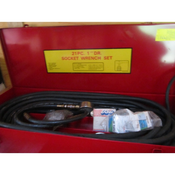 BOX W/HYDRAULIC HOSE, GUAGES, ETC.
