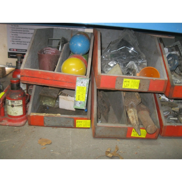 4 WOODEN BOXES W/MISC. CONTENTS: PIC ENDS, ETC.