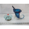 Image 1 : COBALT BLUE HORN OF PLENTY & SM. GLASS W/SILVER BASE DISH