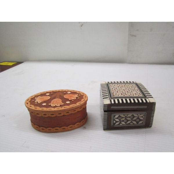 INLAID BOX & A SM. BIRCH BARK BOX