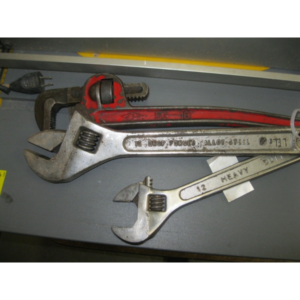 2 CRESCENT WRENCHES & A PIPE WRENCH