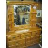 Image 2 : PINE MIRRORED DRESSER W/QUEEN SIZE BEDFRAME & 2 NIGHTSTANDS