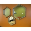 Image 1 : 3 PIECE WOOD FRAMED HEXAGON MIRROR SET