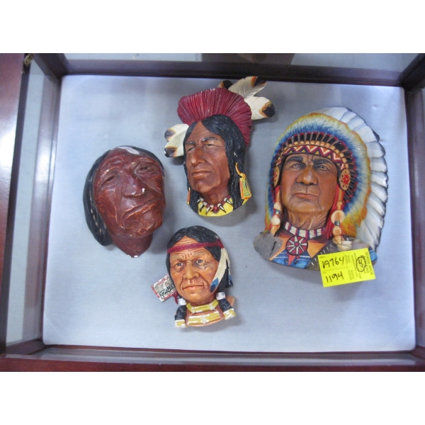 4 CHALKWARE NATIVE HEADS