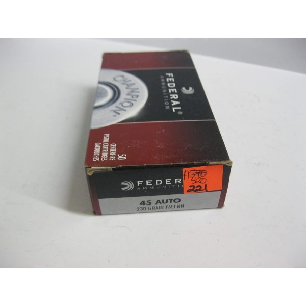 FEDERAL 45 AUTO 230GRS FMJ RN|1X50 CENTERFIRE CARTRIDGES