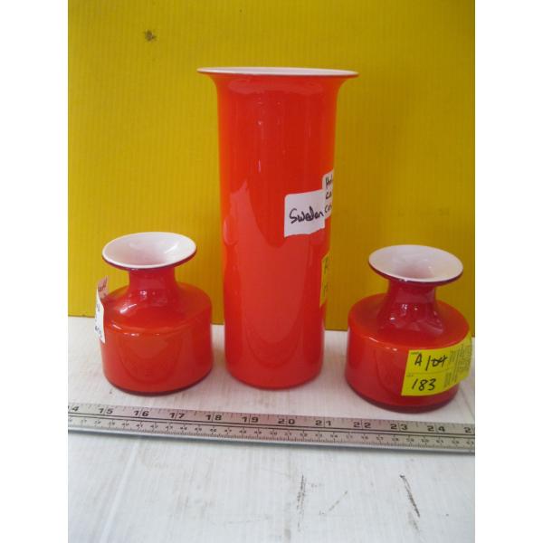 3 HOME GUARD CARNABY MCM CASED GLASS VASES