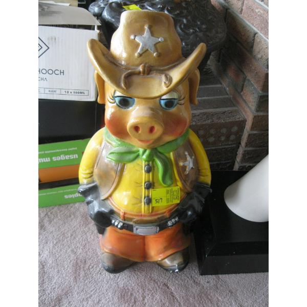 CERAMIC PORKY PIG SHERRIF