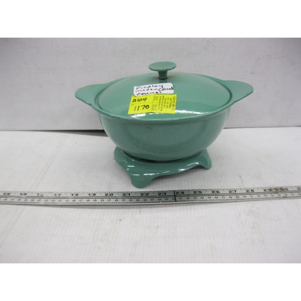 FINDLAY ENAMEL  LIDDED POT ON STAND