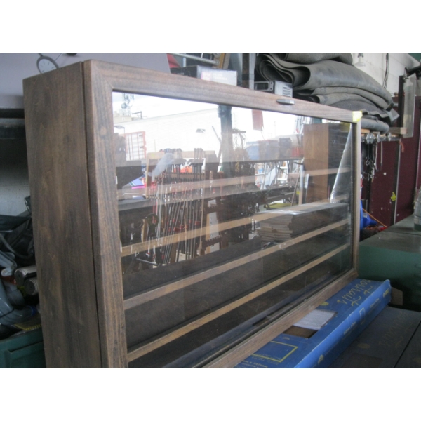SLOPED SHELF GLASS DOOR DISPLAY CABINET