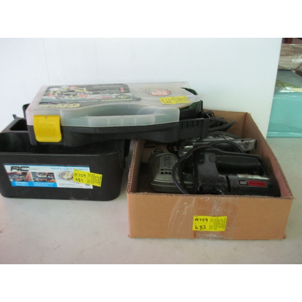 MISC. JIGSAWS, RATCHET TIE DOWN STRAPS, STORE IT CASE